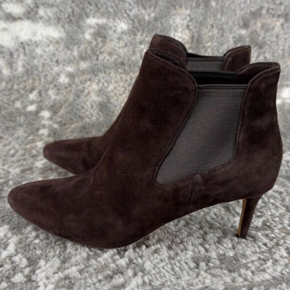 Cole Haan Womens Size 6.5B Suede Ankle Boots Stiletto Heels Brown Pull On - Picture 6 of 11